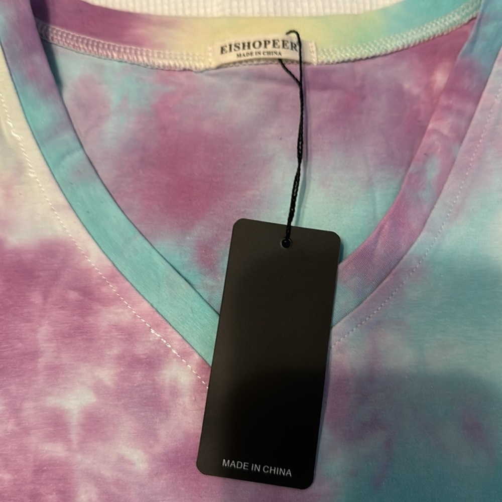 Tie-Dye Short Pajama Set - Pastel Blue & Purple - Unbranded - Picture 7 of 16